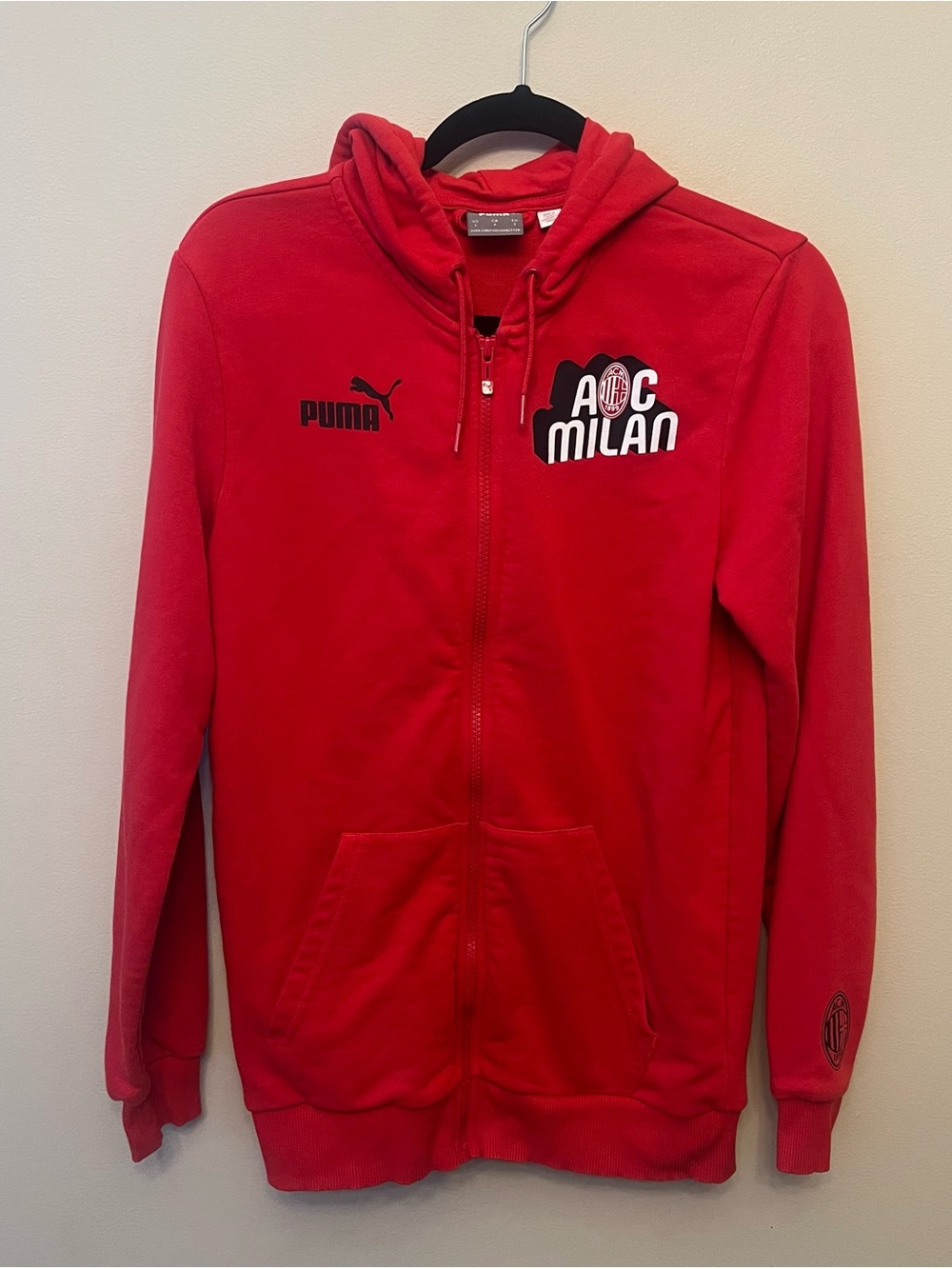 Puma AC Milan ftblCulture Full-Zip Hoodie Men's Size Small Red Black Soccer